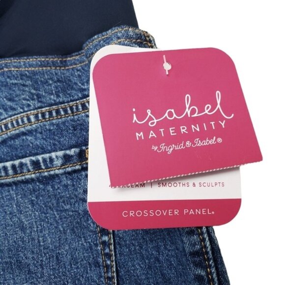 Isabel Maternity Womens Crossover Waist Panel Denim Jean Shorts Size 2 NWT - Picture 5 of 7